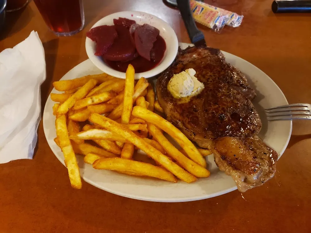 Ribeye Steak Dinner w Fries & a Side of Beets